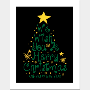 Merry Christmas Tree-We wish you a Merry Christmas Posters and Art